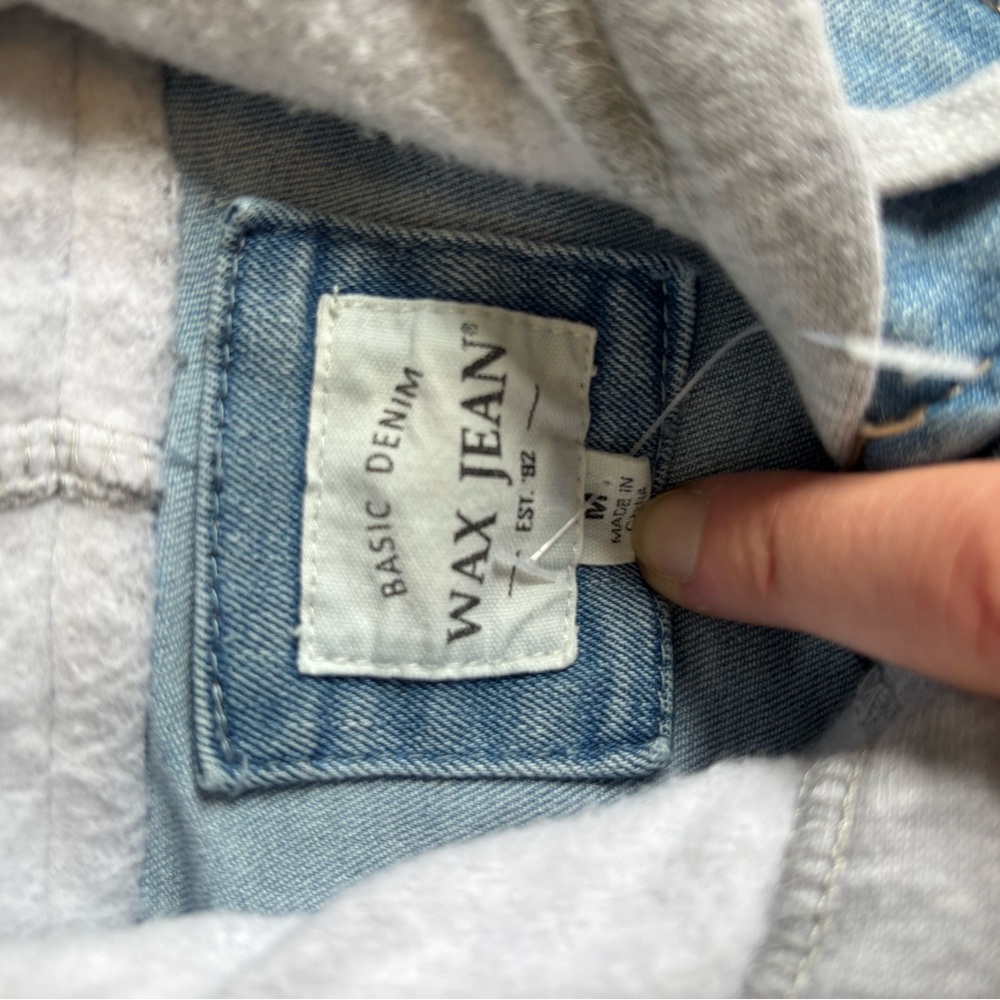 Wax Jean Light Blue Denim Jacket with Gray Sleeves - Picture 3 of 4